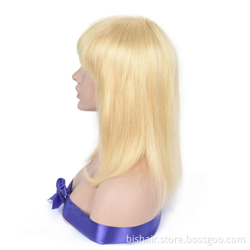 Wholesale Straight Full Machine Pixie Short Bob Wigs With Pink Rose Green Color Brazilian Cut Short Human Hair Wigs With Bang